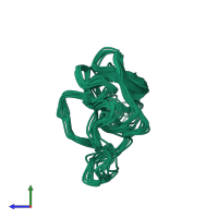 PDB entry 1hpj coloured by chain, ensemble of 12 models, side view.