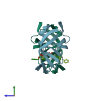PDB entry 1hps coloured by chain, side view.