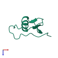 PDB entry 1hpt coloured by chain, top view.