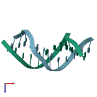 PDB entry 1hq7 coloured by chain, top view.