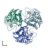 PDB entry 1hqg coloured by chain, front view.