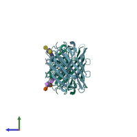 PDB entry 1hql coloured by chain, side view.