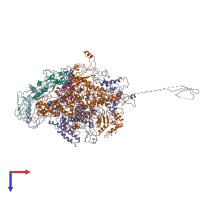 PDB entry 1hqm coloured by chain, top view.