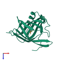 PDB entry 1hqp coloured by chain, top view.