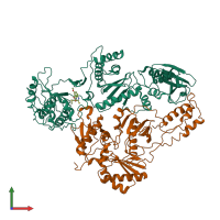 PDB entry 1hqu coloured by chain, front view.