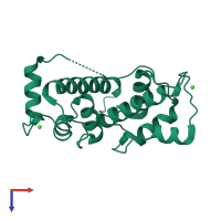 PDB entry 1hqv coloured by chain, top view.