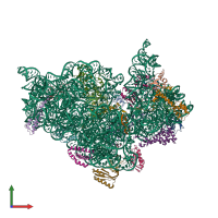 PDB entry 1hr0 coloured by chain, front view.