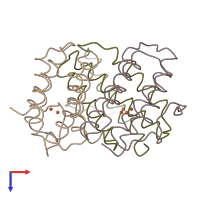 PDB entry 1hr3 coloured by chain, top view.