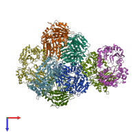 PDB entry 1hr7 coloured by chain, top view.