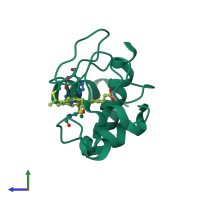 PDB entry 1hrc coloured by chain, side view.