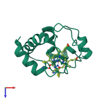 PDB entry 1hrc coloured by chain, top view.