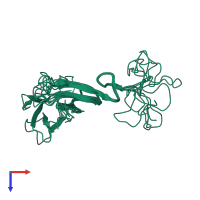 PDB entry 1hrf coloured by chain, ensemble of 10 models, top view.