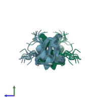 PDB entry 1hrj coloured by chain, ensemble of 13 models, side view.