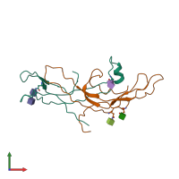 PDB entry 1hrp coloured by chain, front view.