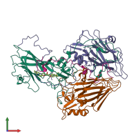 PDB entry 1hrv coloured by chain, front view.