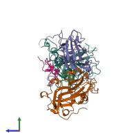 PDB entry 1hrv coloured by chain, side view.