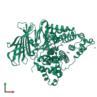 PDB entry 1hs6 coloured by chain, front view.