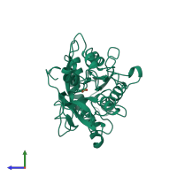 PDB entry 1hse coloured by chain, side view.