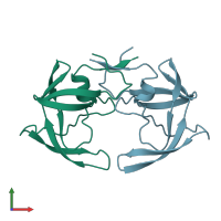 PDB entry 1hsi coloured by chain, front view.