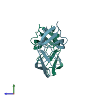 PDB entry 1hsi coloured by chain, side view.