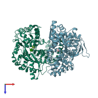 PDB entry 1hsj coloured by chain, top view.