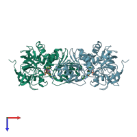 PDB entry 1hso coloured by chain, top view.
