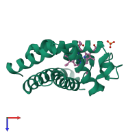 PDB entry 1hsy coloured by chain, top view.