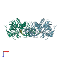 PDB entry 1hsz coloured by chain, top view.