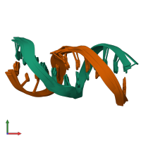PDB entry 1ht4 coloured by chain, ensemble of 6 models, front view.