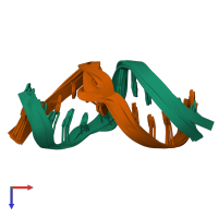 PDB entry 1ht4 coloured by chain, ensemble of 6 models, top view.