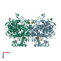 PDB entry 1ht8 coloured by chain, top view.
