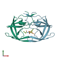 PDB entry 1hte coloured by chain, front view.
