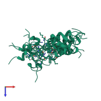 PDB entry 1hth coloured by chain, ensemble of 10 models, top view.
