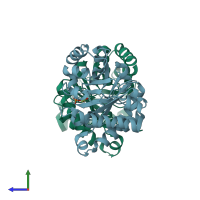 PDB entry 1hti coloured by chain, side view.