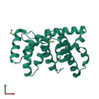 PDB entry 1htj coloured by chain, front view.