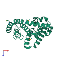 PDB entry 1htj coloured by chain, top view.