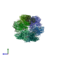 PDB entry 1hto coloured by chain, side view.