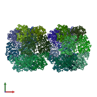 PDB entry 1htq coloured by chain, ensemble of 10 models, front view.