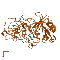 PDB entry 1htr coloured by chain, top view.