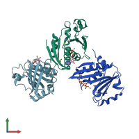 PDB entry 1htw coloured by chain, front view.