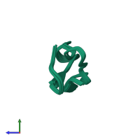 PDB entry 1htx coloured by chain, ensemble of 20 models, side view.