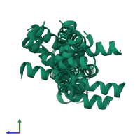 PDB entry 1hu5 coloured by chain, ensemble of 20 models, side view.