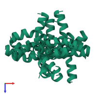 PDB entry 1hu5 coloured by chain, ensemble of 20 models, top view.