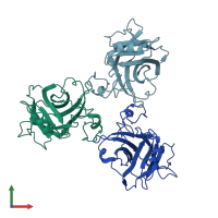 PDB entry 1hu8 coloured by chain, front view.