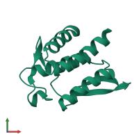 PDB entry 1huf coloured by chain, front view.