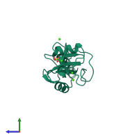 PDB entry 1hup coloured by chain, side view.