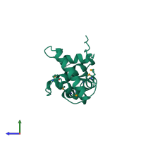 Monomeric assembly 1 of PDB entry 1hus coloured by chemically distinct molecules, side view.