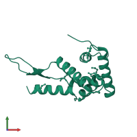 Small ribosomal subunit protein uS7 in PDB entry 1hus, assembly 1, front view.