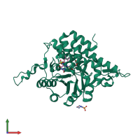 PDB entry 1huv coloured by chain, front view.