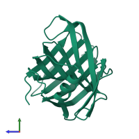 PDB entry 1hv1 coloured by chain, side view.